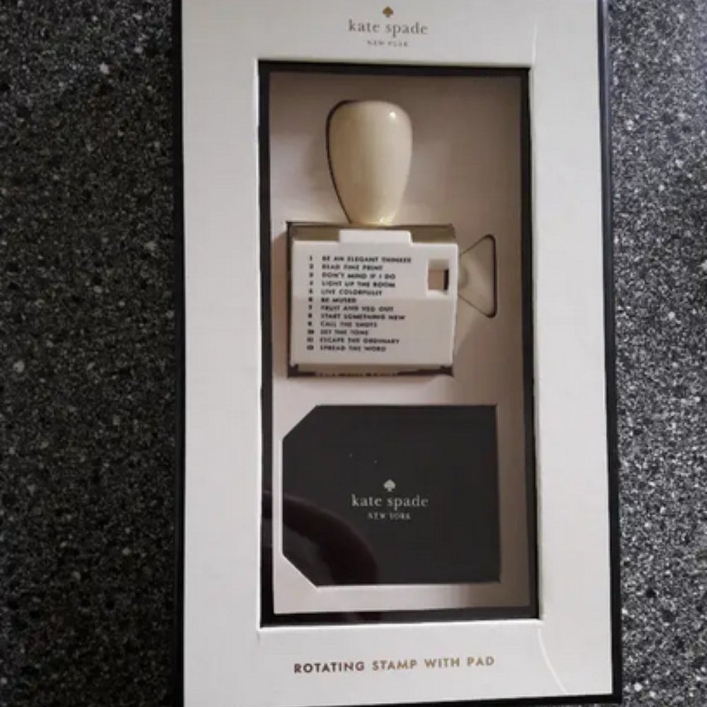 Boxed Kate Spade Rotating Stamp with Pad | Stationery | Inspirational Sayings
